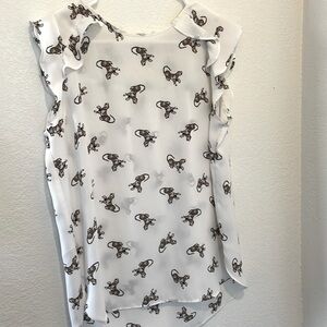 Loft tiger blouse ruffle sleeve